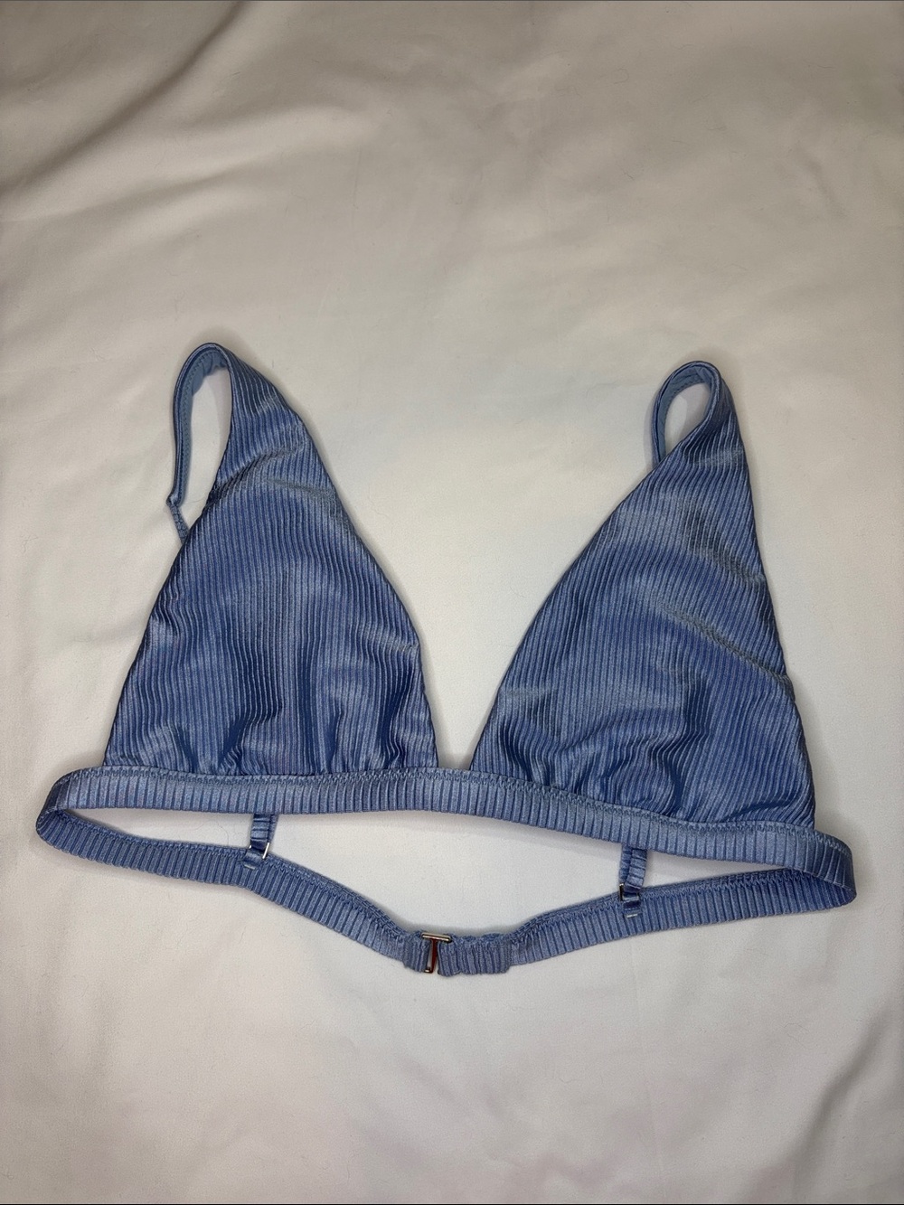 Aerie Shine Rib Plunge Triangle Bikini Top Medium Monaco Blue Shimmer Sparkle
